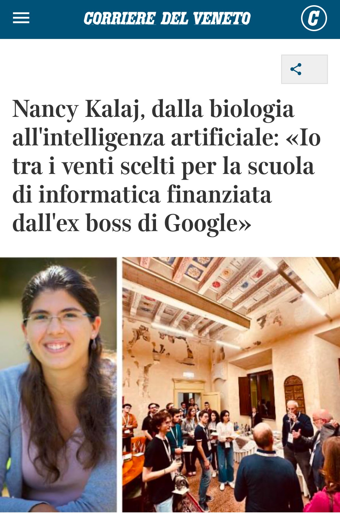 Nancy Kalaj, dalla biologia all'intelligenza artificiale: «Io tra i venti scelti per la scuola di informatica finanziata dall'ex boss di Google