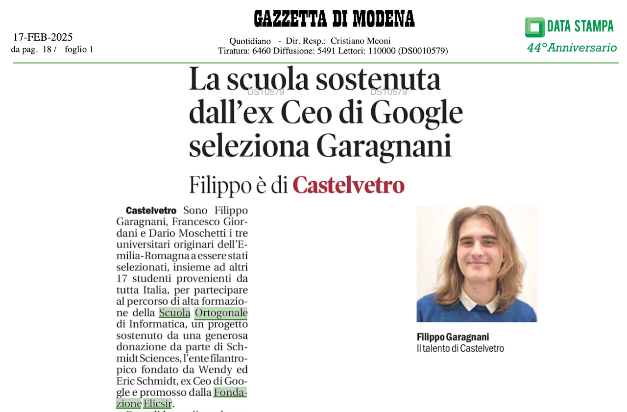 La scuola sostenuta dall'ex Ceo di Google seleziona Garagnani