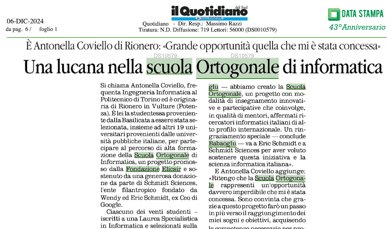Una lucana nella Scuola Ortogonale dell'informatica