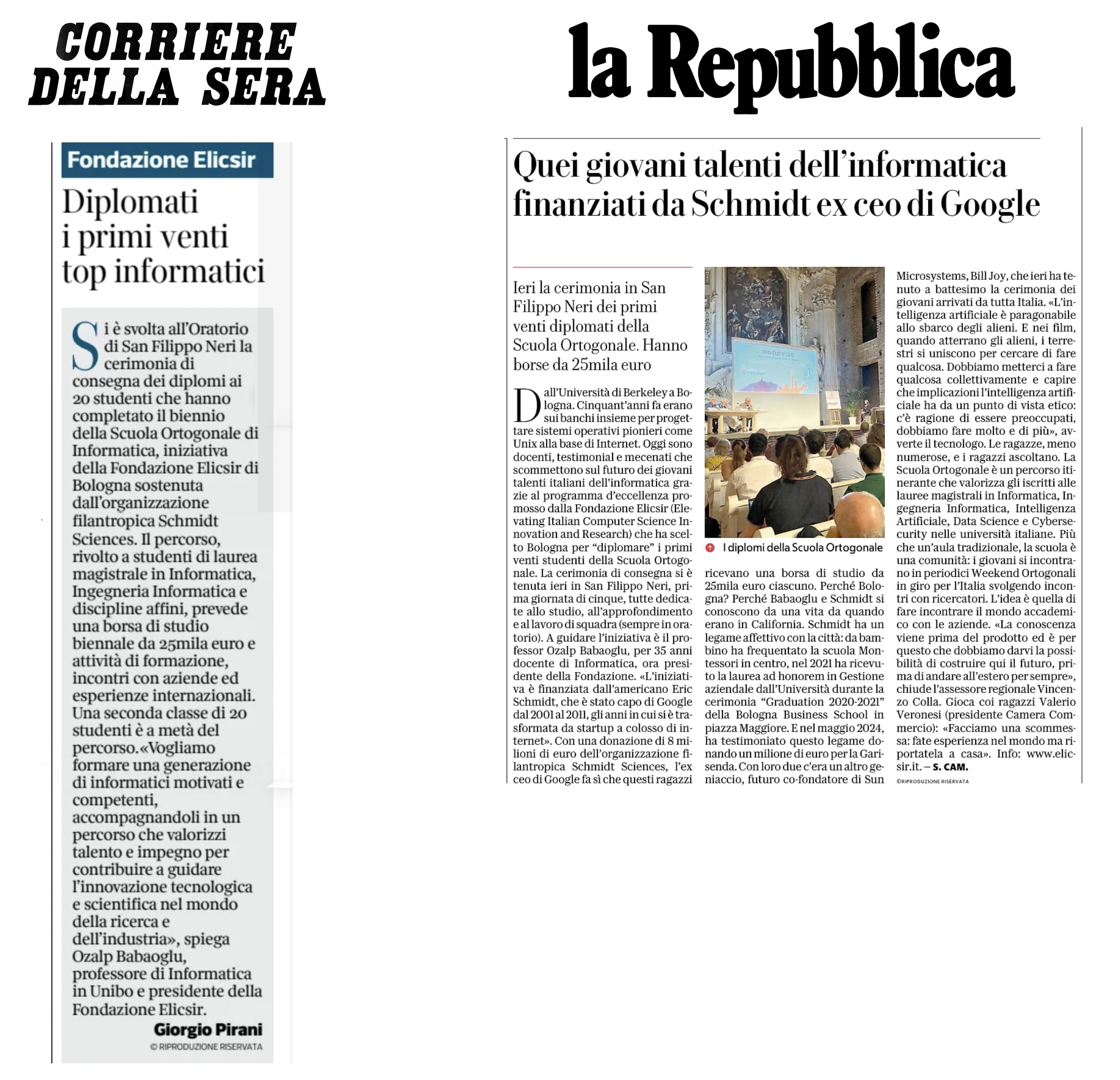 La Scuola Ortogonale su Corriere della Sera e la Repubblica